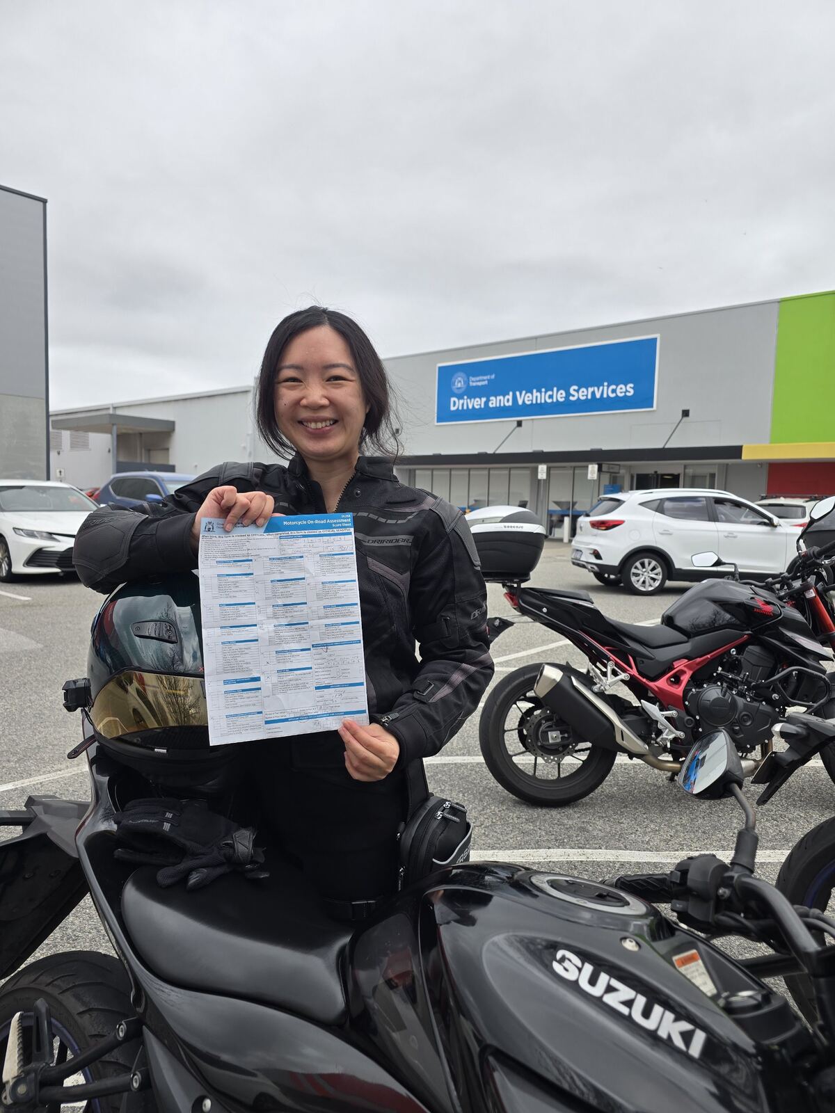 Motorcycle PDA pass score sheet